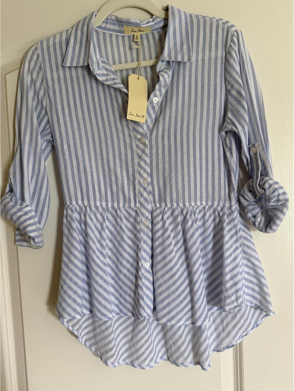 XS/S Love Notes NWT button down, striped w/ collar